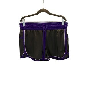 Made For Life Gray Purple Athletic Dolphin Shorts Petite Small PS Drawstring